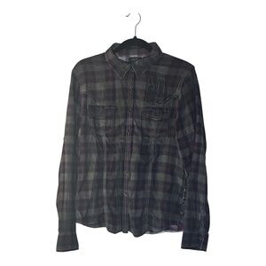 Harley Davidson Black Plaid Shirt XL